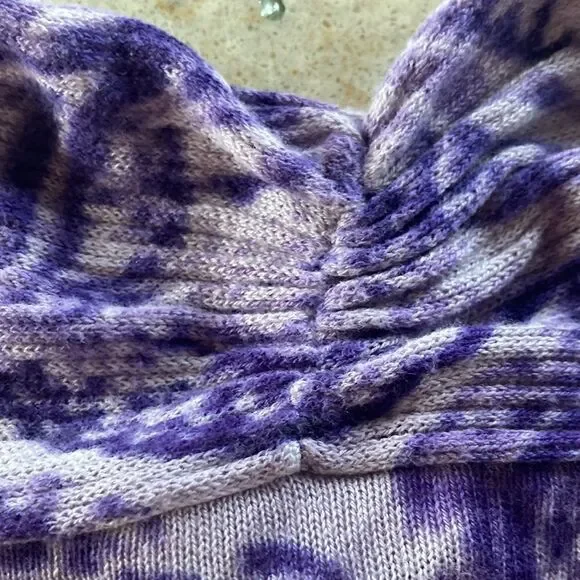 Chicos purple cream print size one long sleeve open front sweater - Picture 7 of 14